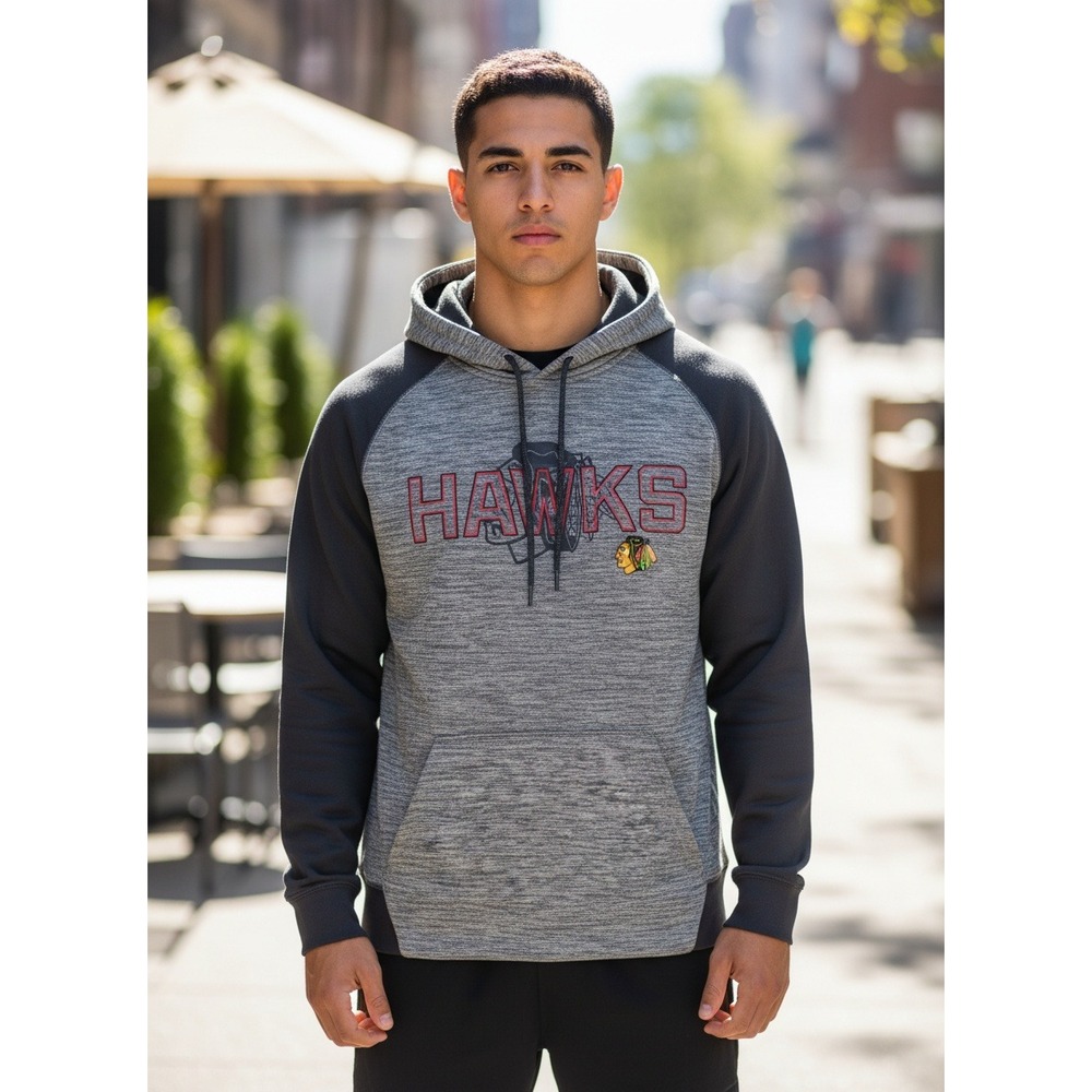 NHL Chicago Blackhawks S Men's Gray Heathered Hoodie Sweatshirt - S